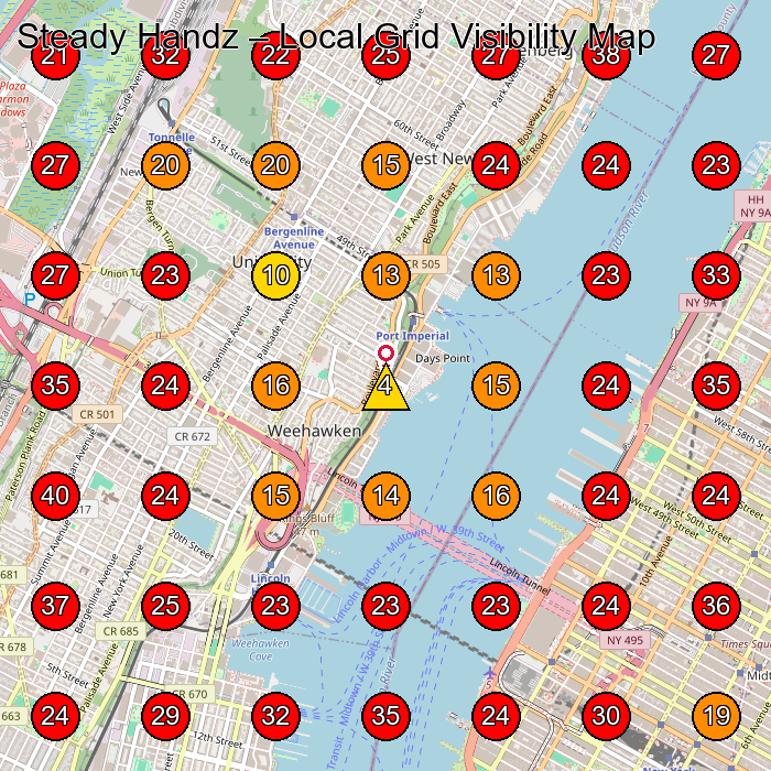 Steady Handz GeoGrid visibility map for Moving And Storage Service in Secaucus
